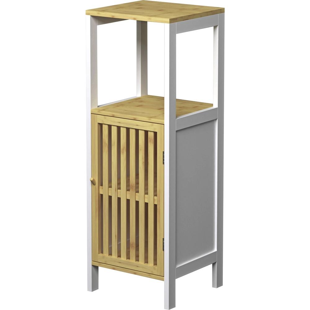 Bam 60007 Mobiletto Con Sportello White Bamboo 31*32*90,5Cm - Bianco - Mobili Contenitori | Mikasa