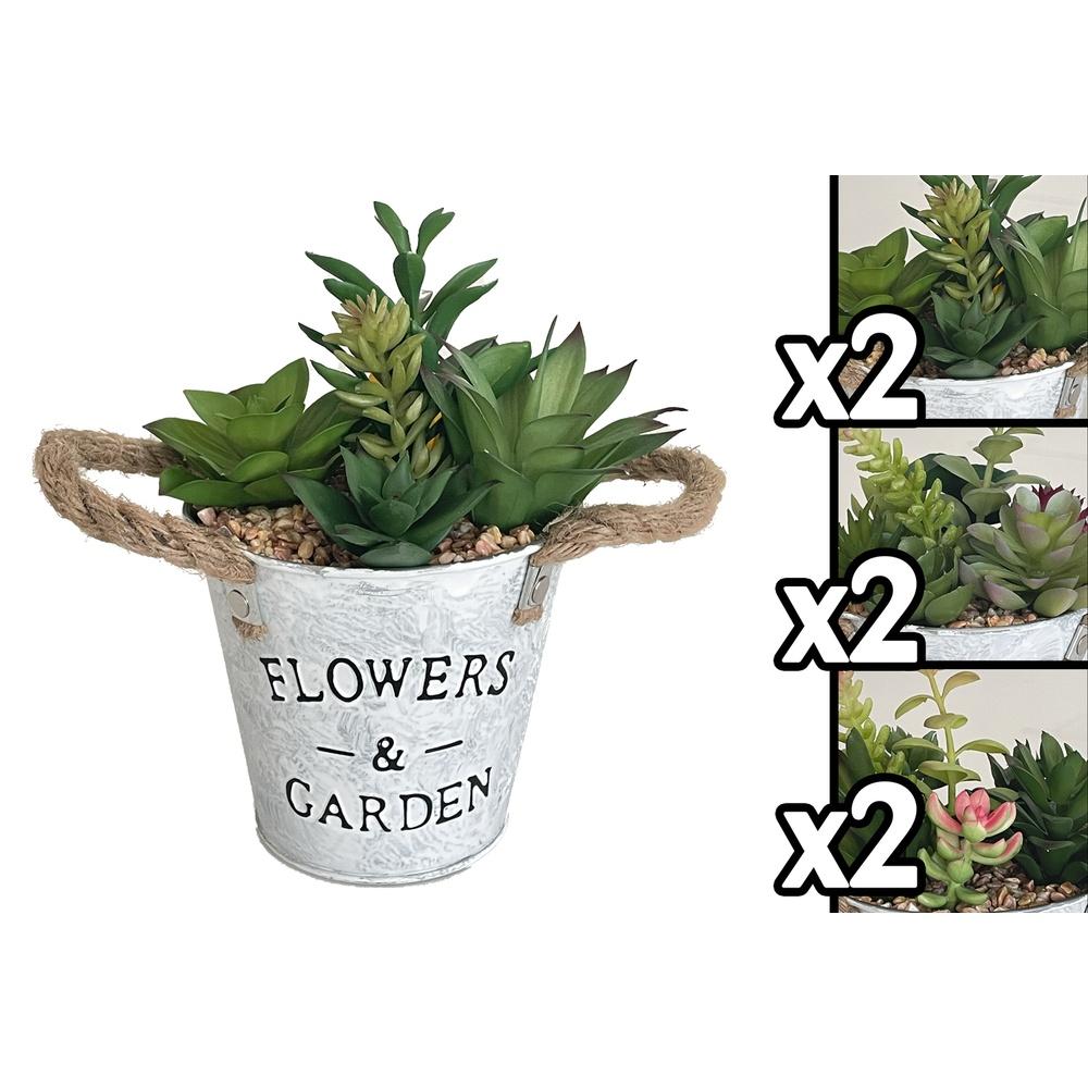 Bec 60047 Vaso Metallo Composiz. Piante Grasse Small 13,5*13,5*21Cm 3 Ass. - Metallo Assortito - Piante | Mikasa