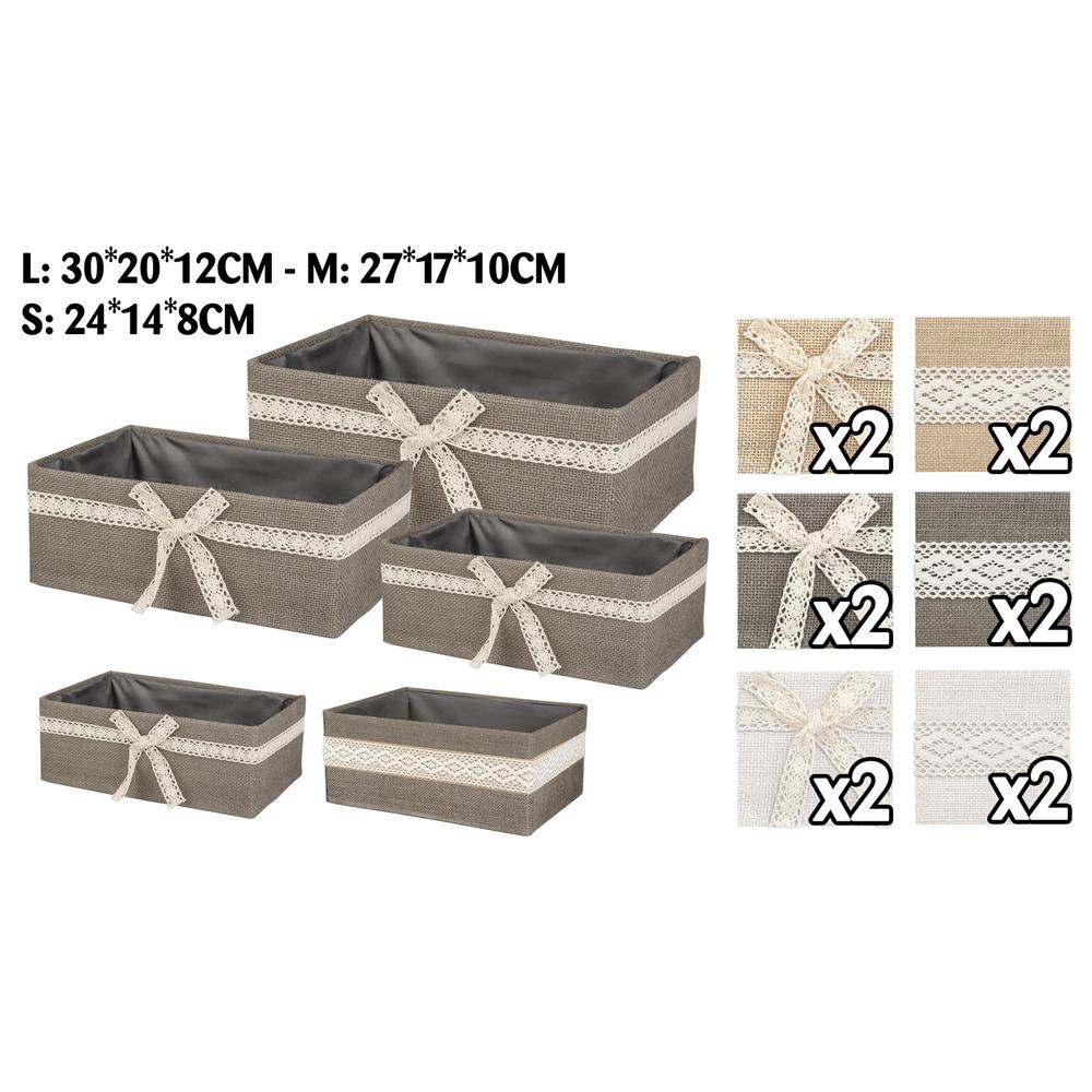 Bei 58079 S/3 Scatola Iuta Merletto - Yuta Beige - Ceste | Mikasa