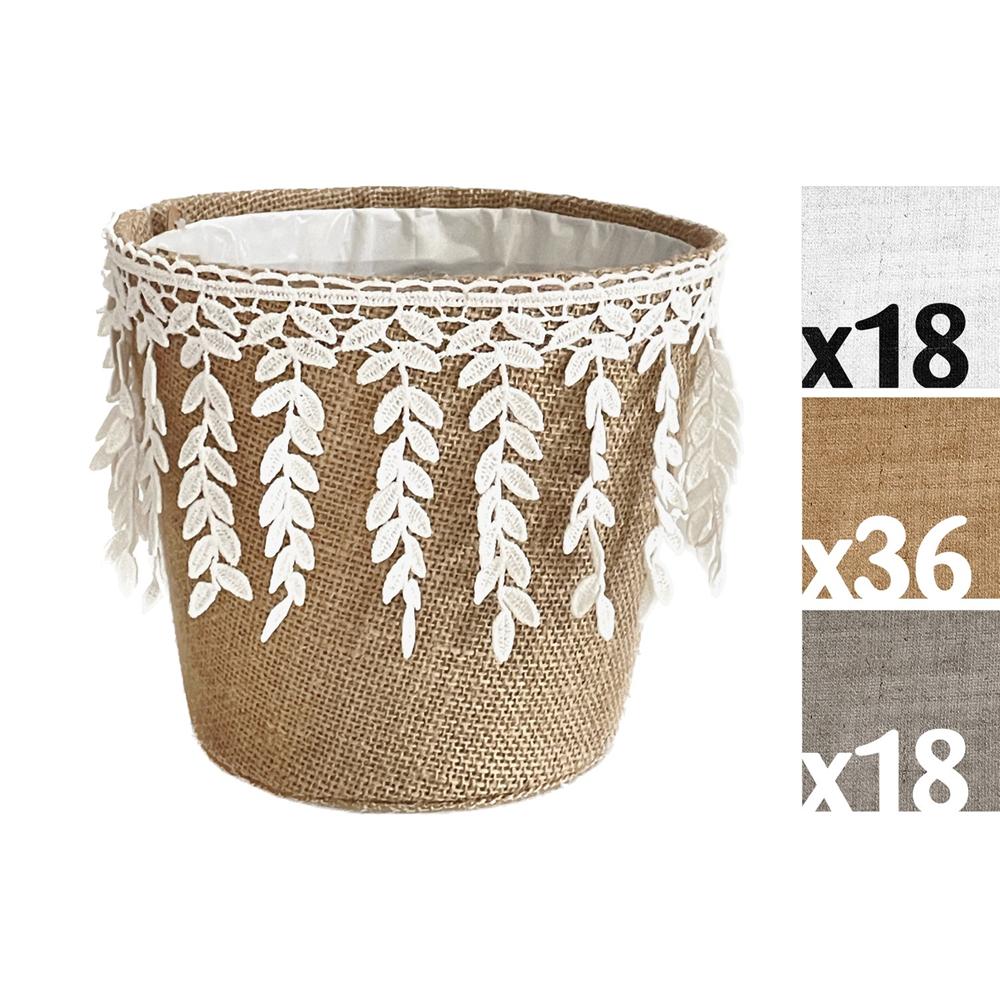 Bei 58621 Cestino Nepal Iuta L 15*15*14Cm 3 Ass, - Yuta Beige - Ceste | Mikasa