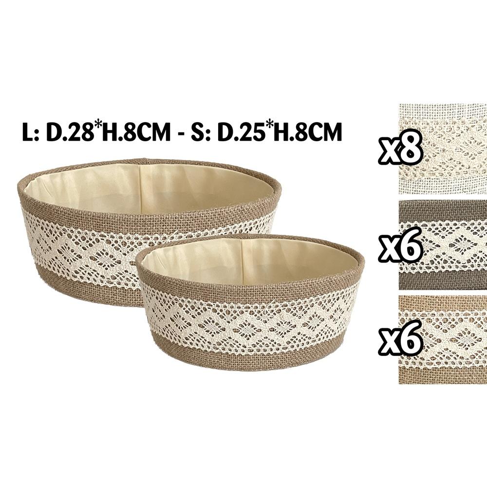 Bei 60008-P Cestino Basso Round In Iuta Small 25*8Cm 3 Ass. - Yuta Beige - Ceste | Mikasa