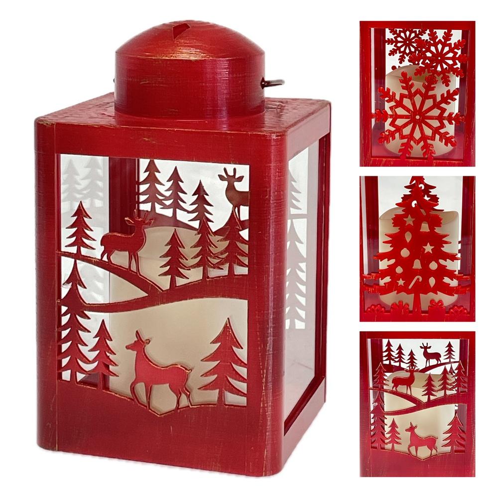 Boa 60541 Lanterna Led Umpa Rossa Xmas 10*10*17Cm 3 Ass. - Rosso - Lanterne | Mikasa