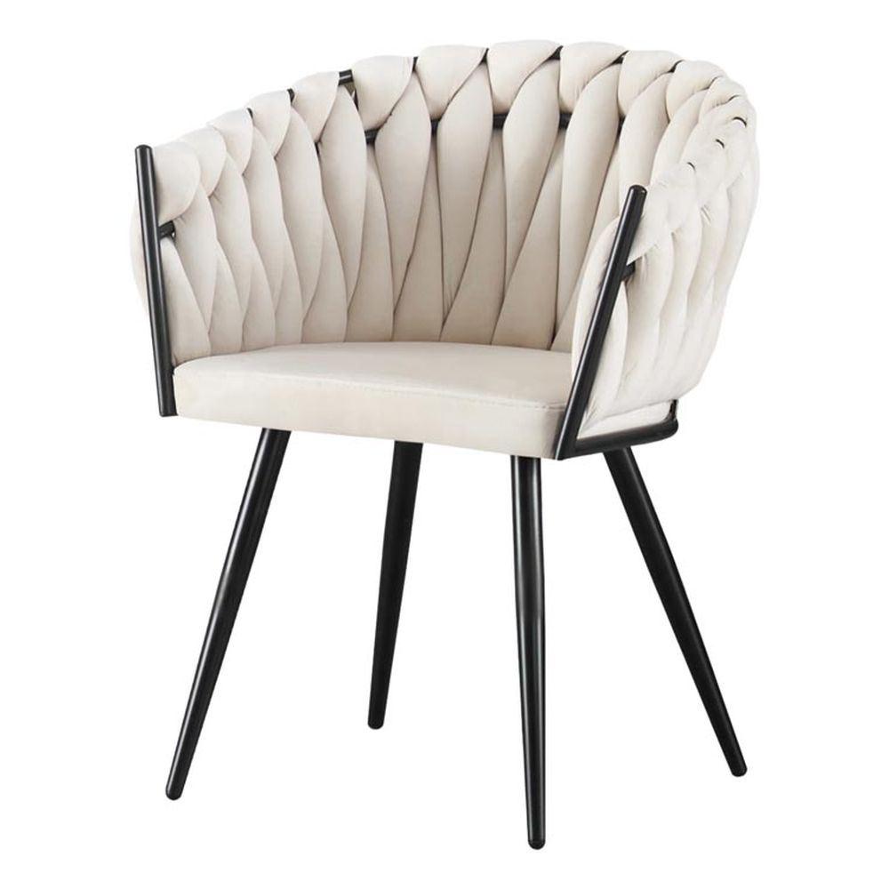 BRI 62587 Sedia Treccia Velluto Crema 53*59*78Cm - Velluto Crema - Sedie | Mikasa