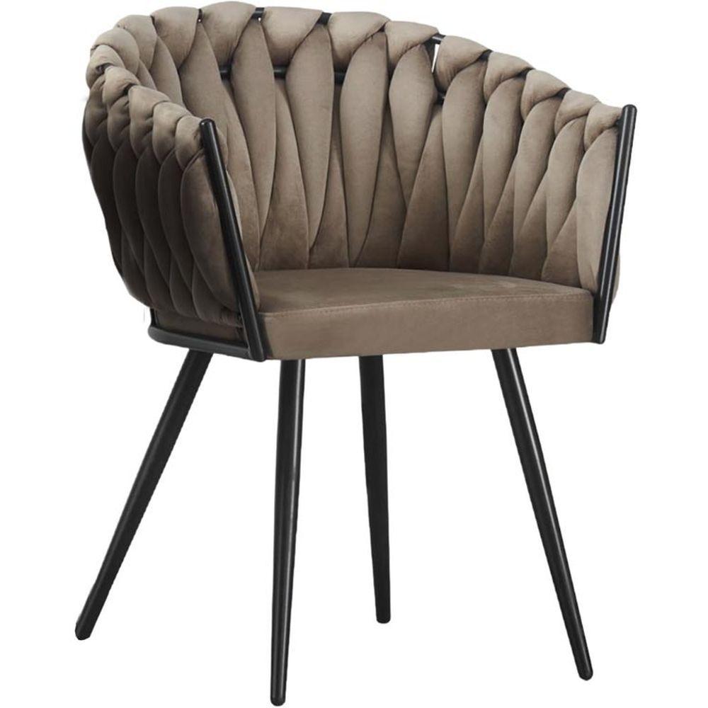BRI 62588 Sedia Treccia Velluto Tortora 53*59*78Cm - Velluto Tortora - Sedie | Mikasa