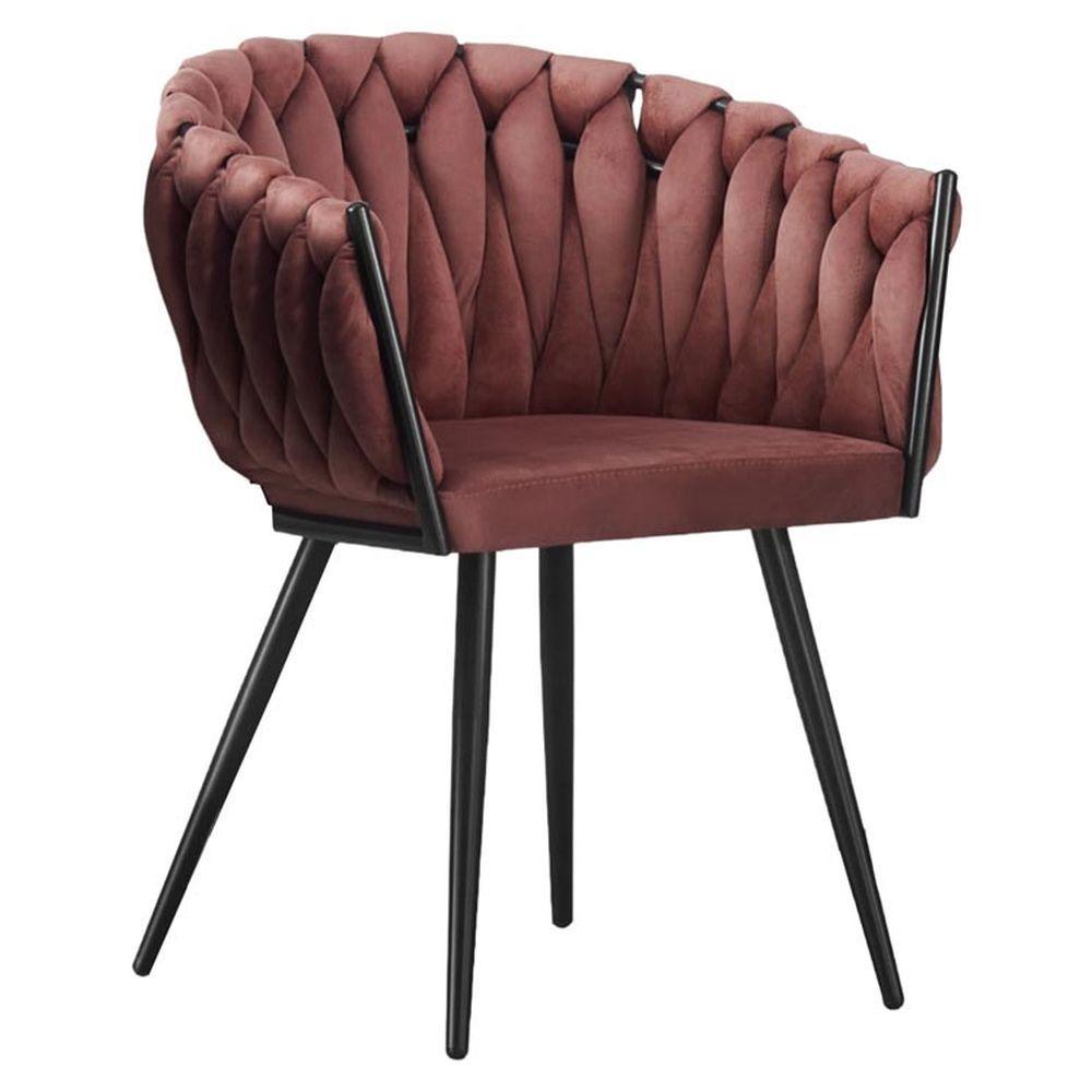 BRI 62589 Sedia Treccia Velluto Rosa 53*59*78Cm - Velluto Rosa - Sedie | Mikasa