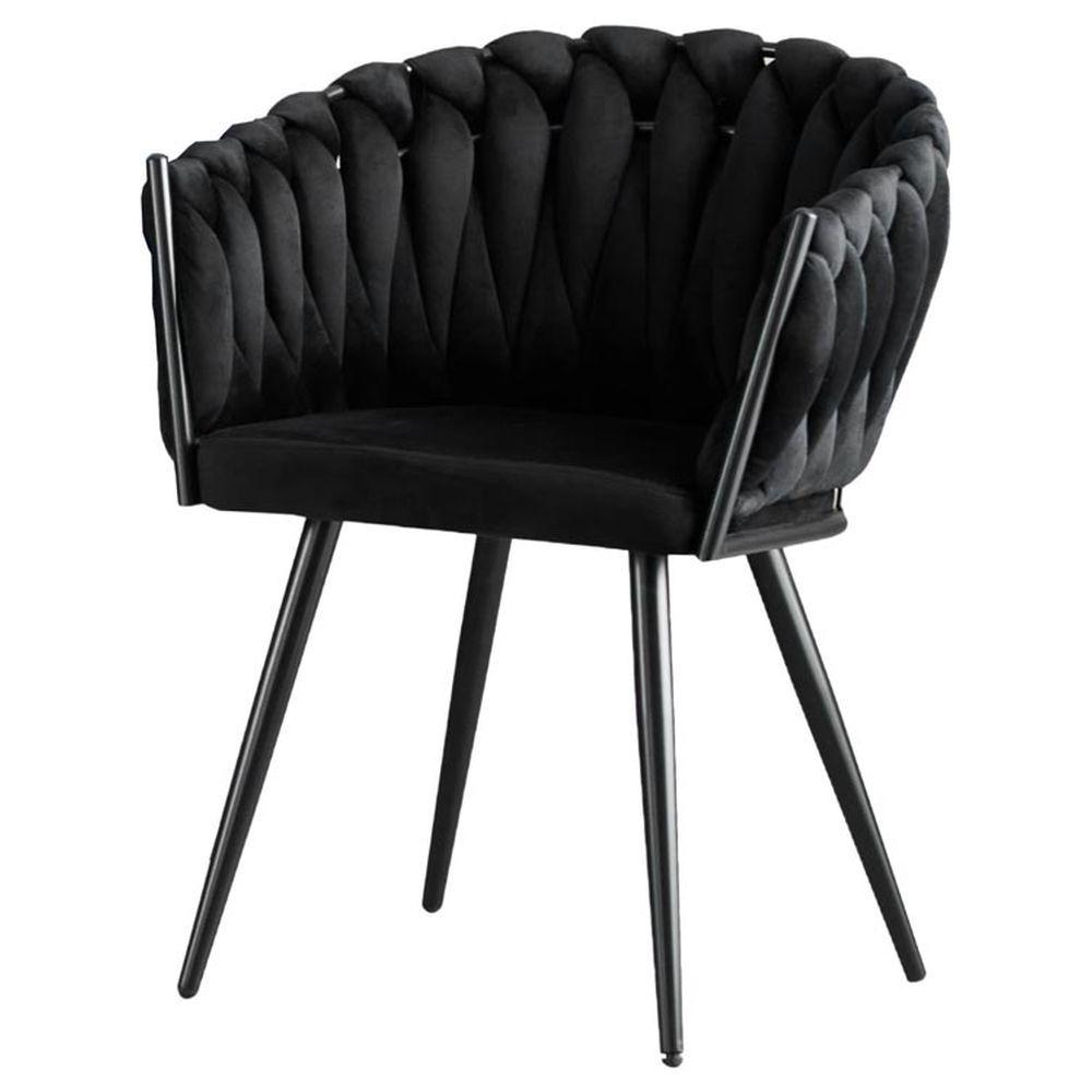 BRI 62591 Sedia Treccia Velluto Nero 53*59*78Cm - Velluto Nero - Sedie | Mikasa