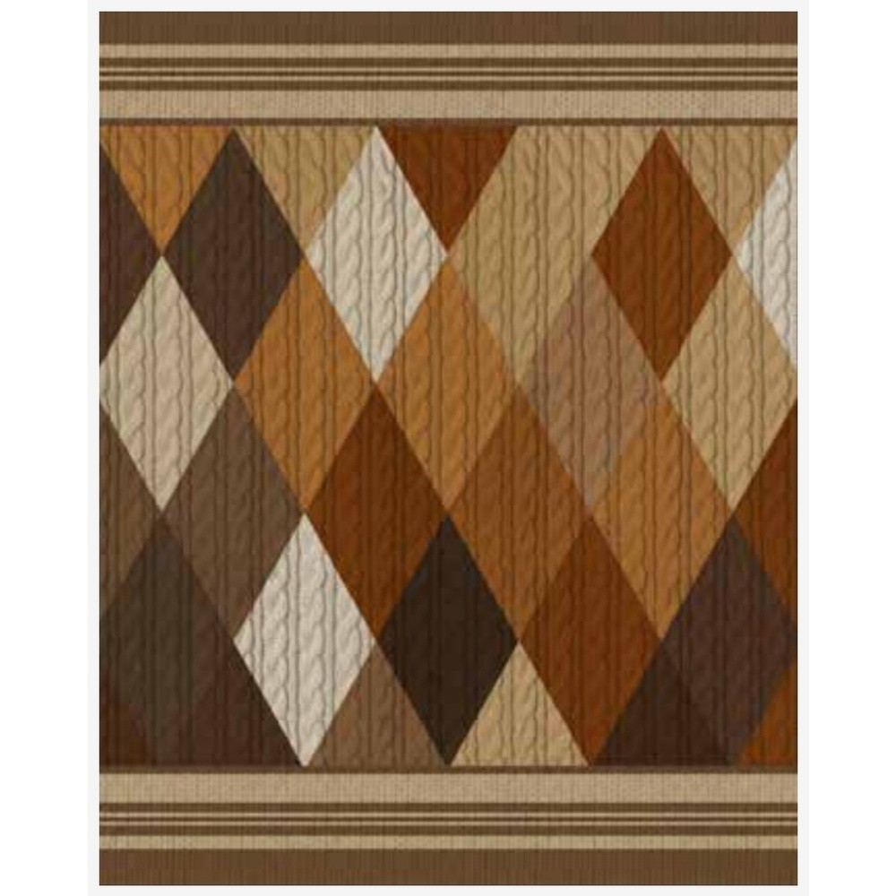 Plaid Pile Effetto Cachemire Tricot Rombo Cm.145X170 Marrone 19 - Tessuto Marrone - Plaid | Mikasa