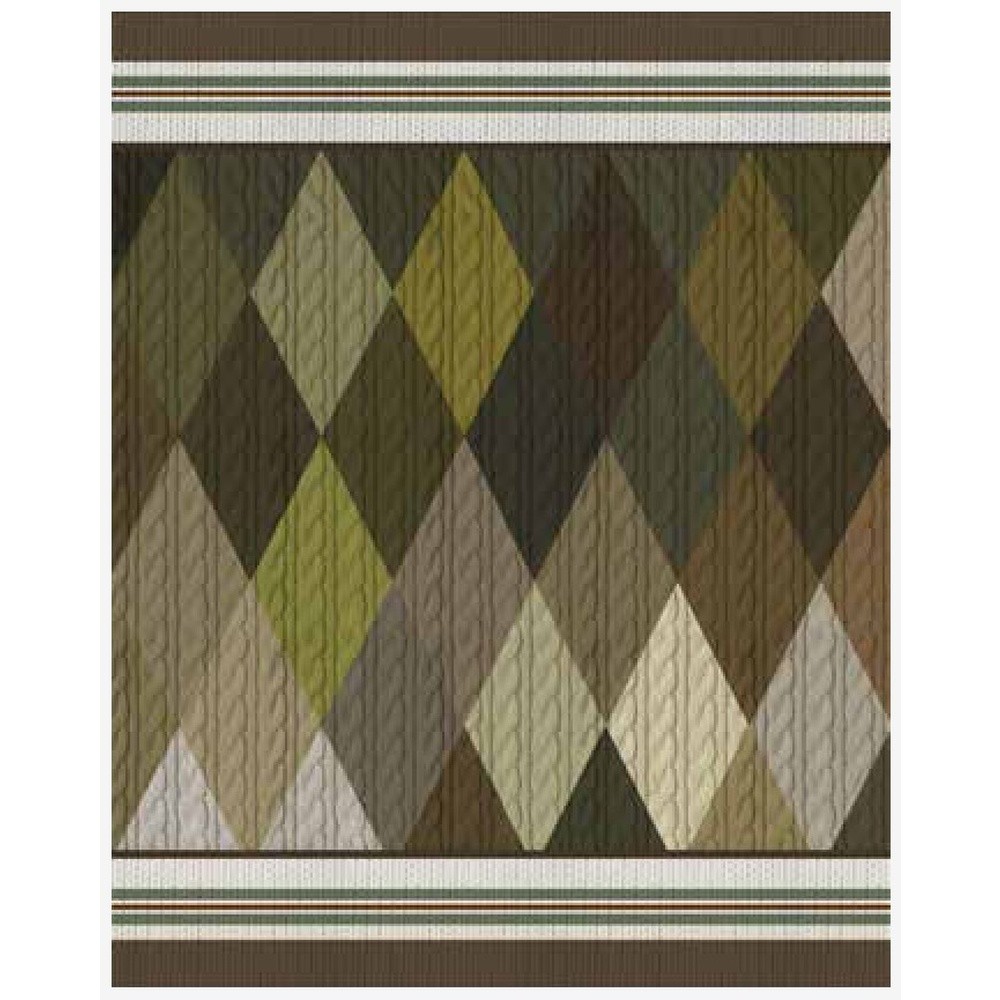 Plaid Pile Effetto Cachemire Tricot Rombo Cm.145X170 Verde Scuro 27 - Tessuto Verde - Plaid | Mikasa