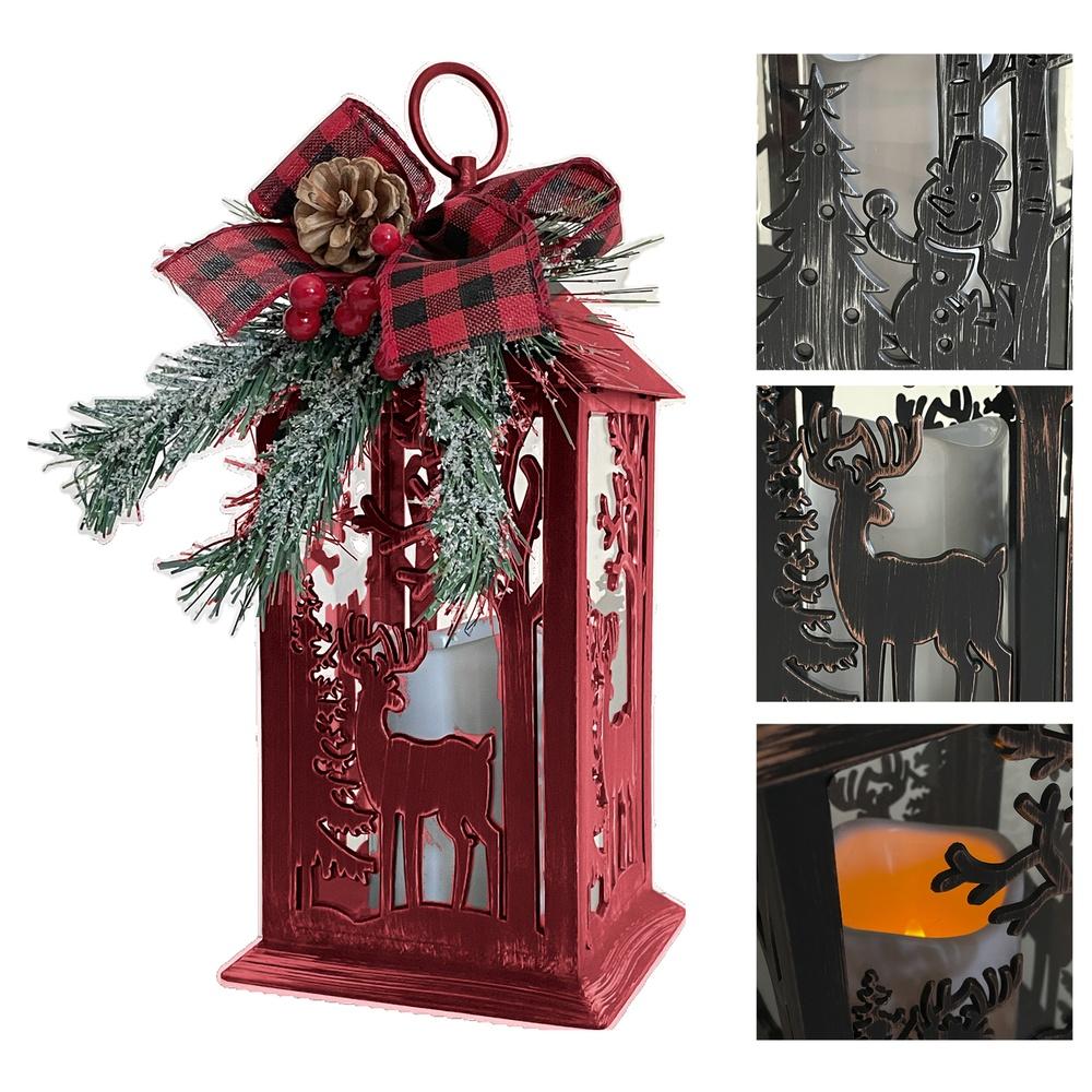 Cat 61603 Lanterna Carol Rossa Led Xmas 14*14*H.29Cm 2 Ass. - Rosso - Lanterne | Mikasa