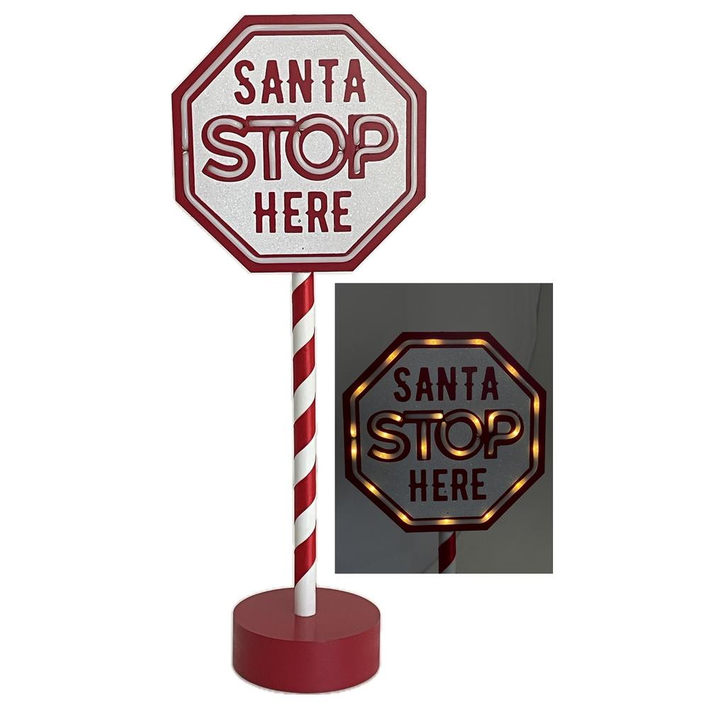 Cat 61607 Deco Segnale Santa Stop Here Xmas 25,5*14*H.62Cm - Oggettistica | Mikasa
