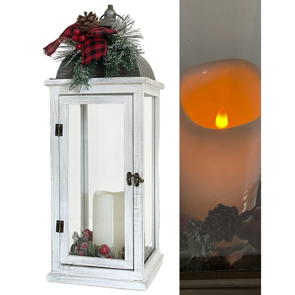 Cat 61612 Lanterna Quebec Bianca Led Xmas 20*20*H.55Cm - Bianco - Lanterne | Mikasa