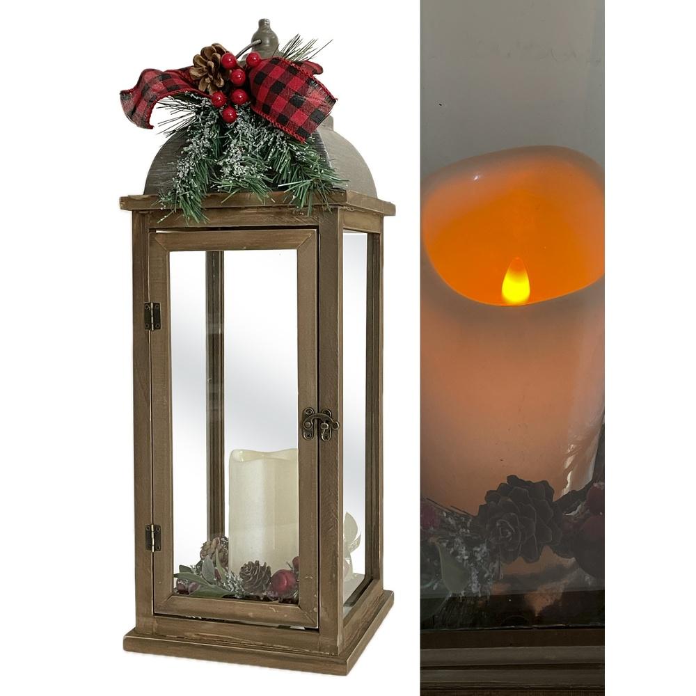 Cat 61613 Lanterna Quebec Natural Led Xmas 20*20*H.55Cm - Lanterne | Mikasa