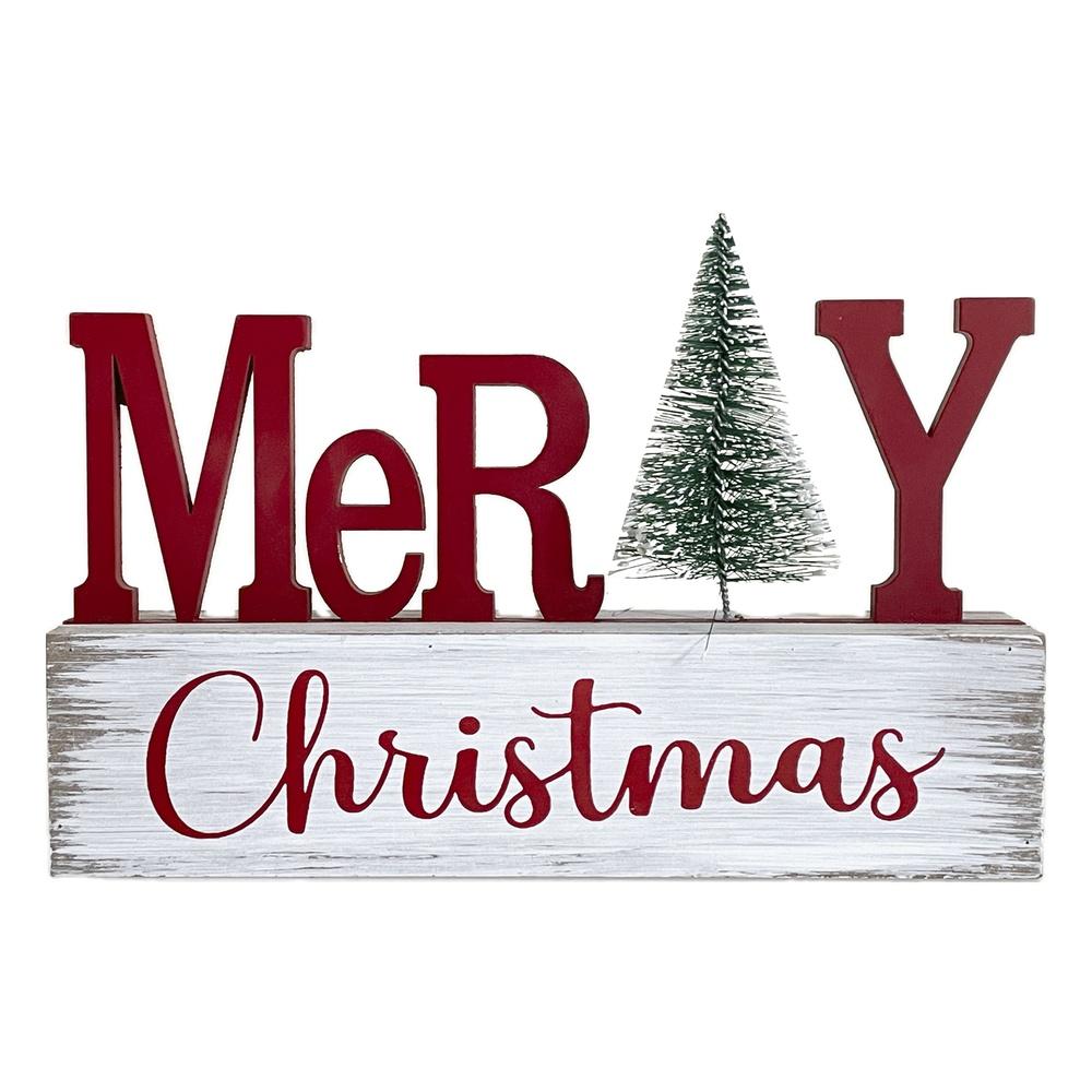 Cat 61617 Deco Wood Merry Xmas 24*4*H.16Cm - Legno - Oggettistica | Mikasa