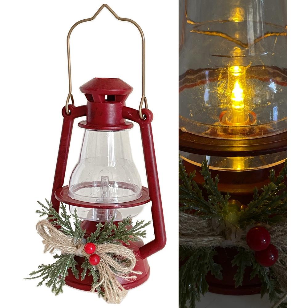 Cat 61620 Lanterna Gallery Rossa Led  Xmas 11,5*8,2*16,8Cm - Rosso - Lanterne | Mikasa
