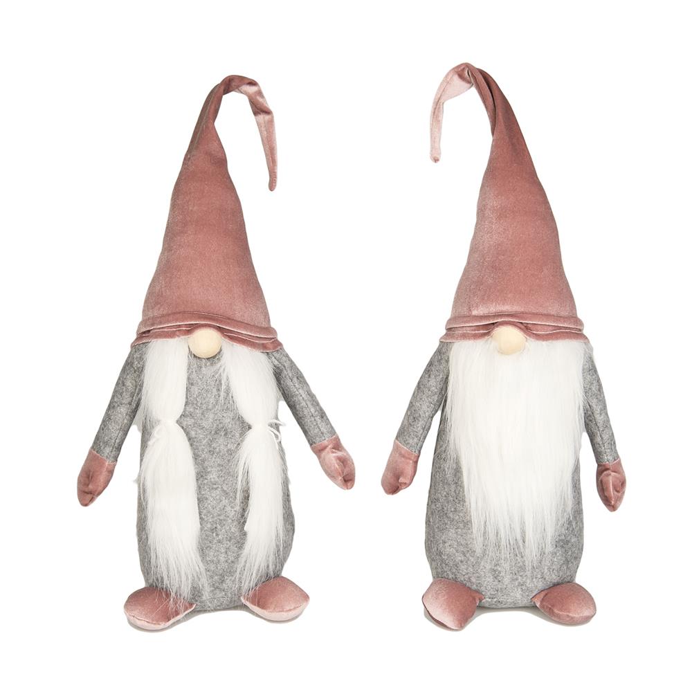 Che 56660 Gnomo Cappello Velluto Rosa 60Cm 2 Ass.