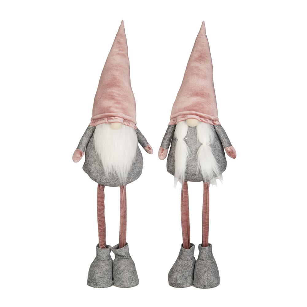 Che 56661 Gnomo Cappello Velluto Rosa Gambe Allungabili 95Cm 2 Ass.