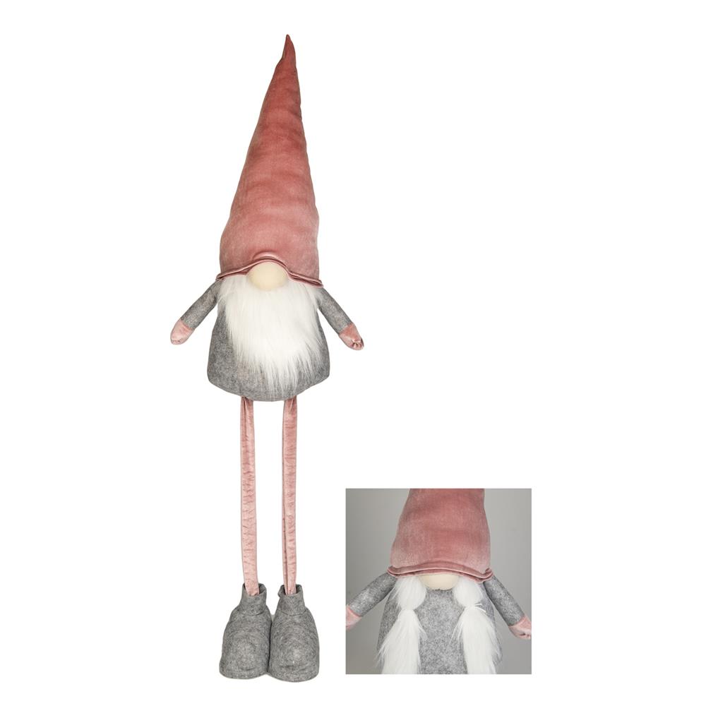 Che 56662 Gnomo Cappello Velluto Rosa Gambe Allungabili 125Cm 2 Ass.