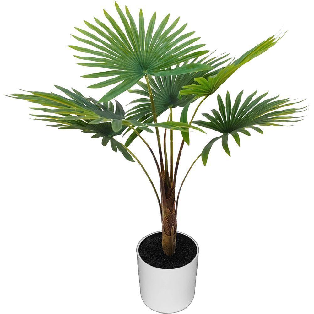 CHI 62304 Palma Real Touch 6 Foglie 60Cm - Vaso Plastica Verde - Piante | Mikasa