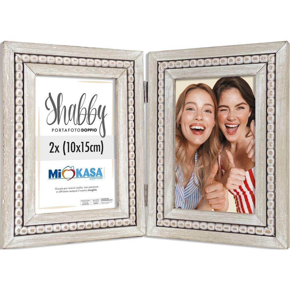CHR 62375 Portafoto Doppio Shabby 2*10*15Cm