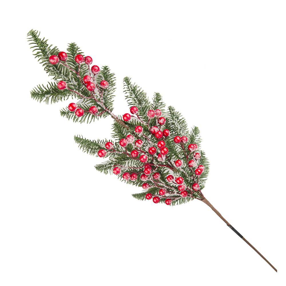 Dor 57869 Stelo Pino E Bacche Innevato 80Cm - Legno Oro - Fiori | Mikasa