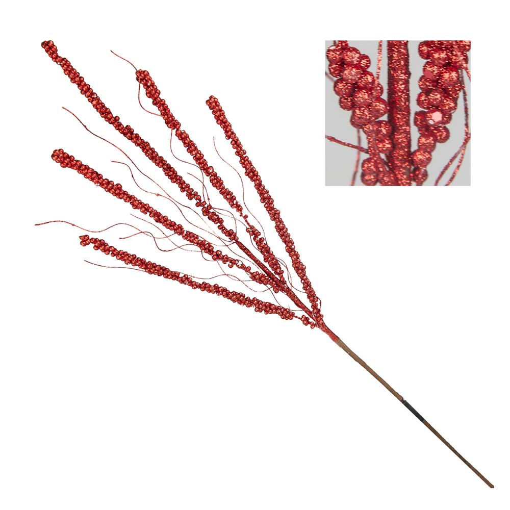 Dor 57888 Stelo Mini Bacche Glitter Rosso 86Cm