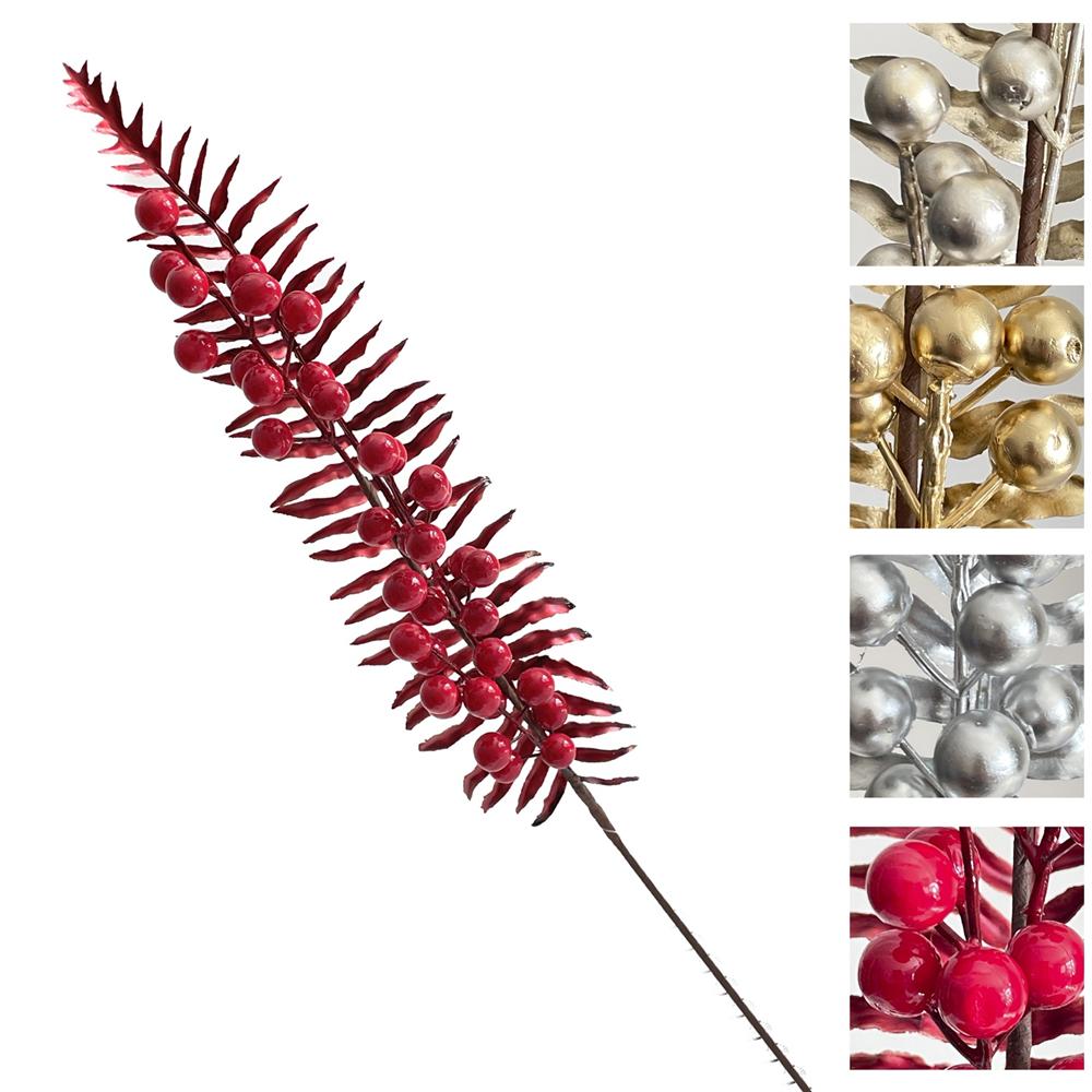 Dor 59369 Felce Con Bacche Metallic 63Cm 4 Ass.