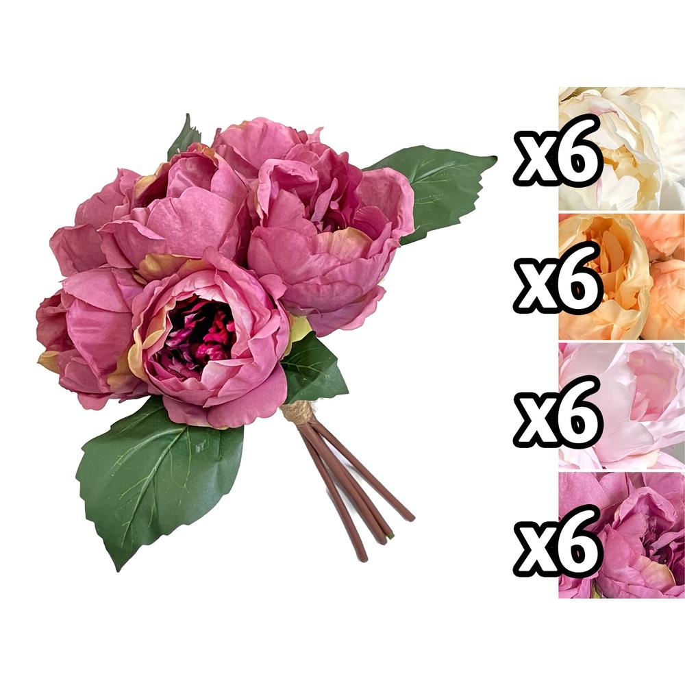 Eli 59875 Bouquet 6 Peonie 29Cm 4 Ass. - Tessuto Assortito - Fiori | Mikasa