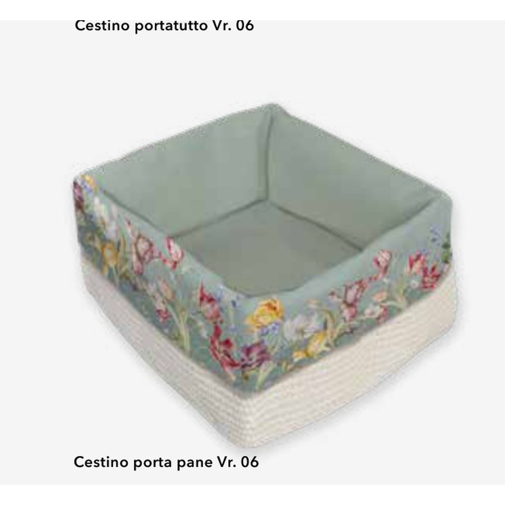 Cestino Portapane Tulip Sfoderabile Cm.21X22 H.10 Azzurro 06