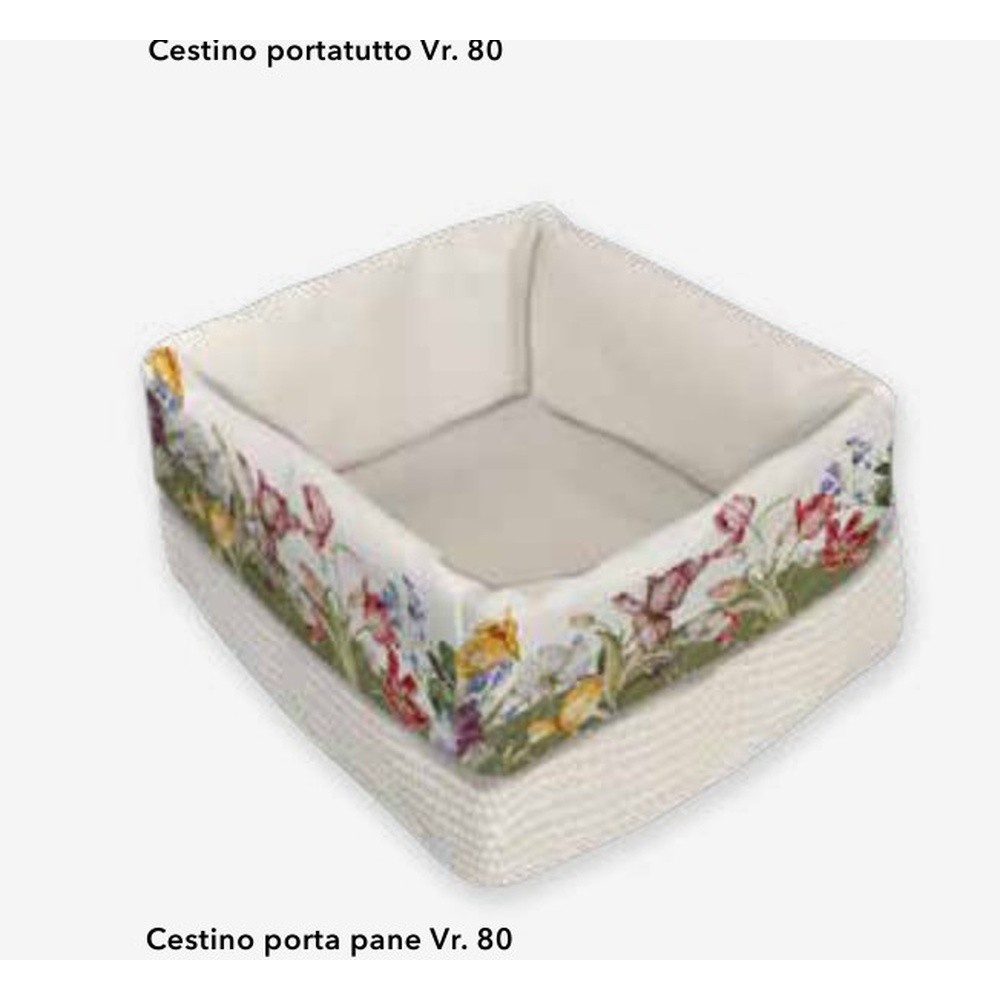 Cestino Portapane Tulip Sfoderabile Cm.21X22 H.10 Avorio 80