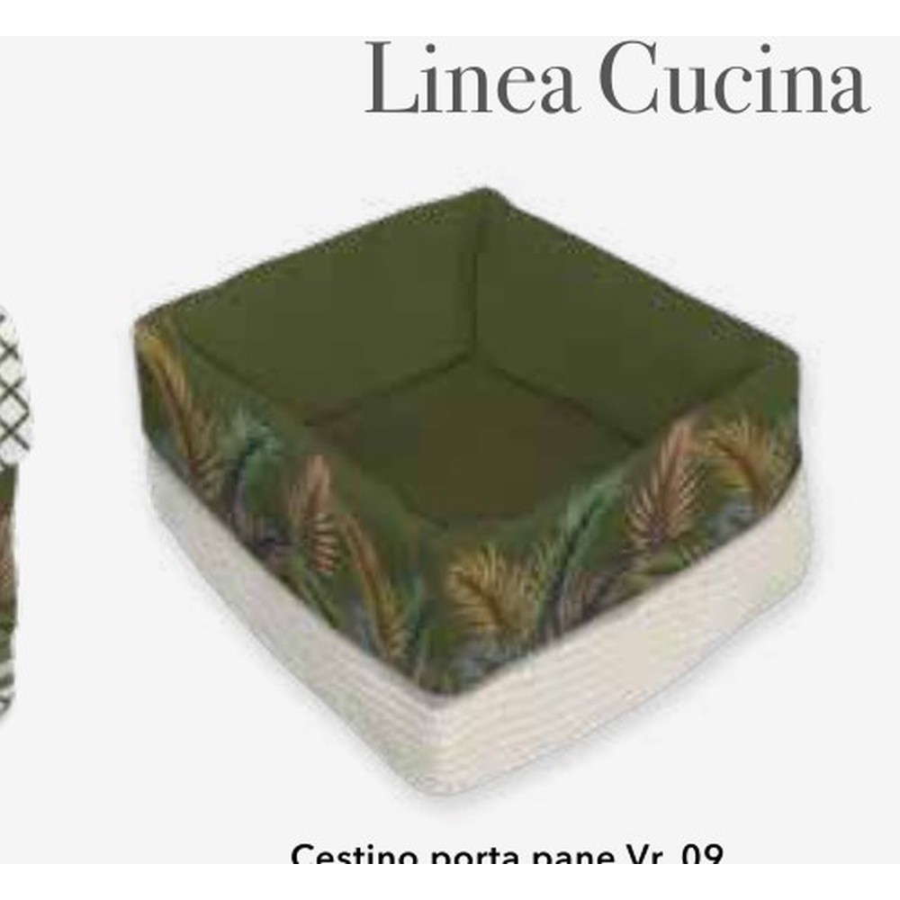 Cestino Portapane Palm Sfoderabile Cm.21X22 H.10 Verde 09