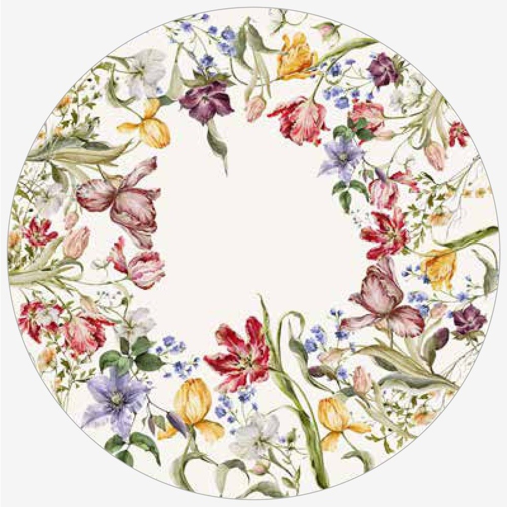 Tovaglia Tulip Rotonda Diam. Cm.175 Con Sorfilo Avorio 80