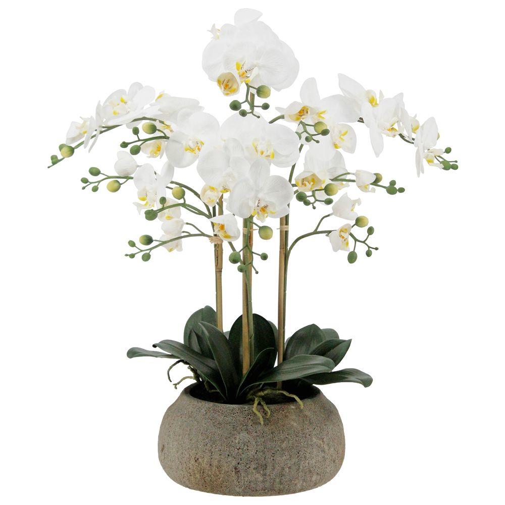 GAO 62765 Orchidea Real Touch Bianca Vaso Natural 70Cm