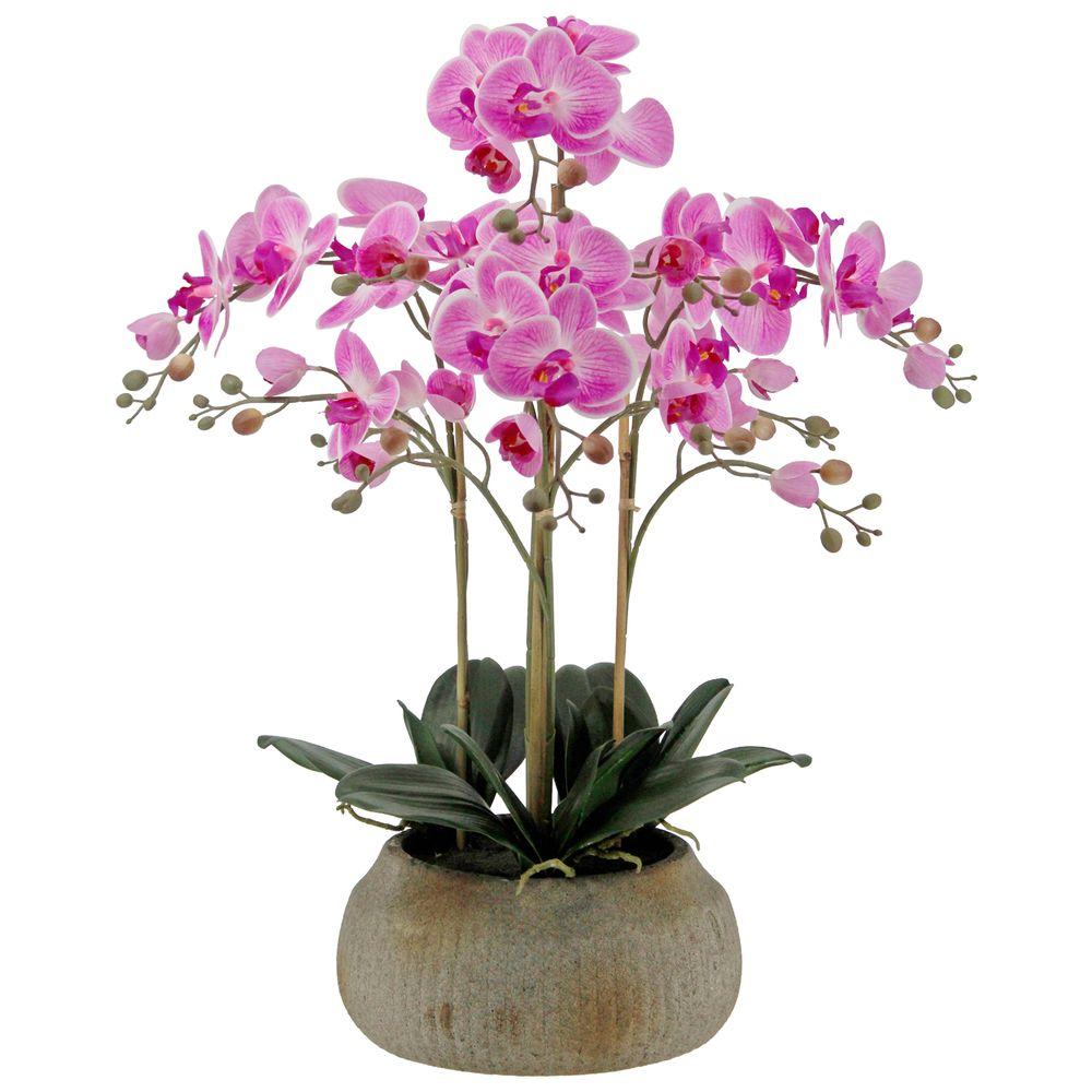 GAO 62767 Orchidea Real Touch Viola Chiaro Vaso Natural 70Cm
