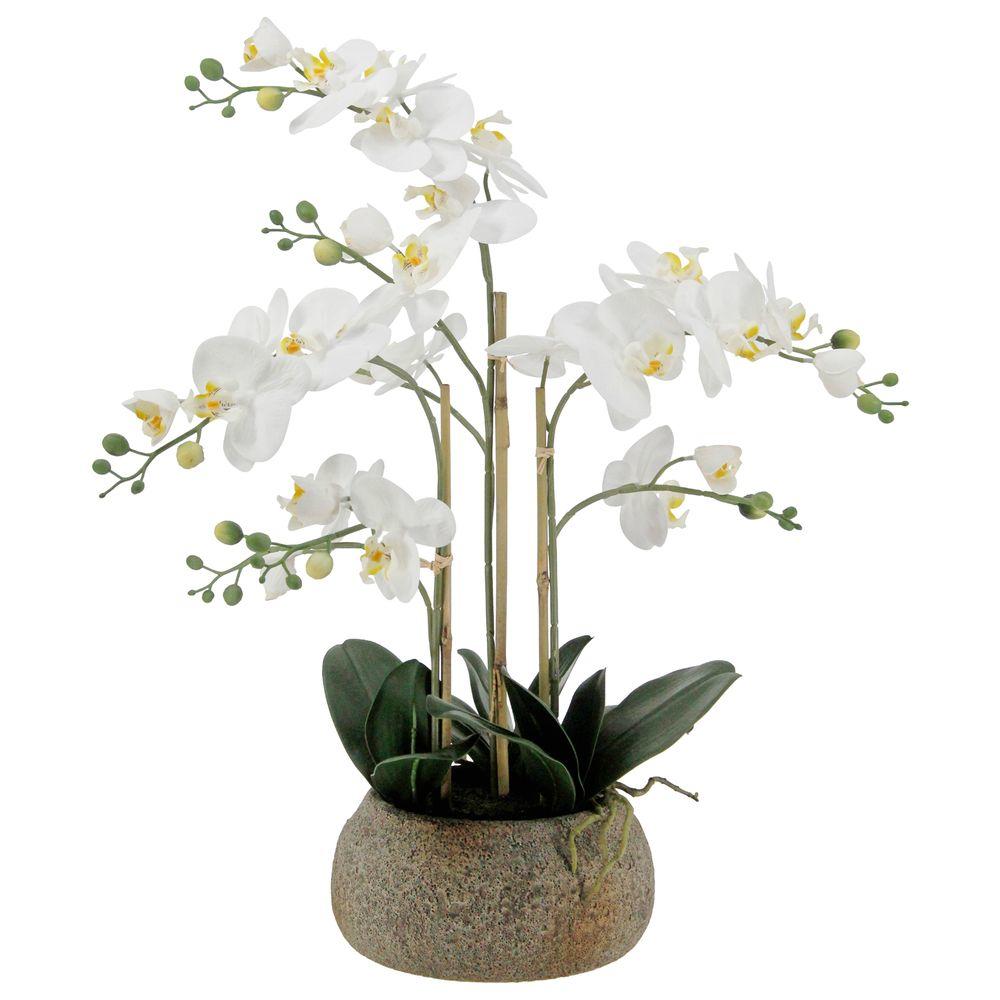 GAO 62769 Orchidea Real Touch Bianca Vaso Natural 63Cm