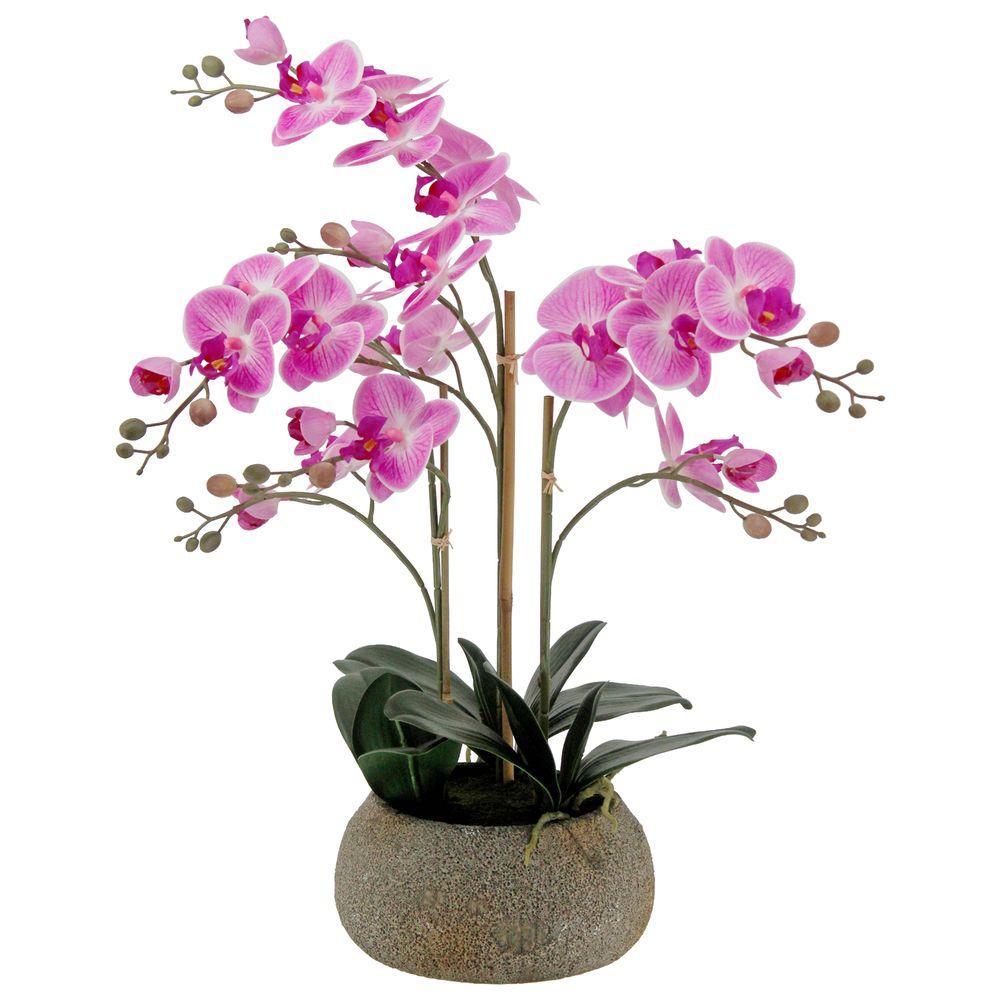 GAO 62771 Orchidea Real Touch Viola Chiaro Vaso Natural 63Cm