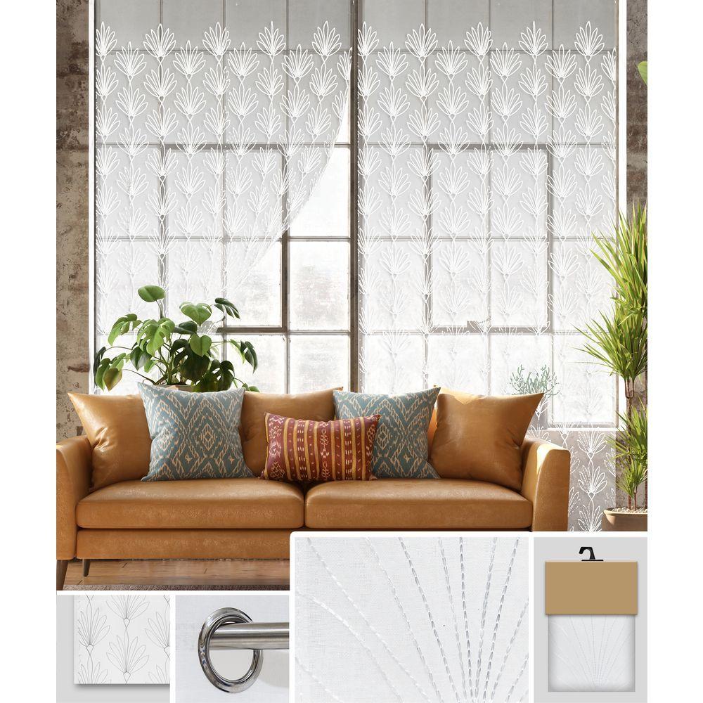 GAX 60747 Tenda Tiare' Ricam. Bianco Fondo Bianco 140*280Cm - Tessuto Bianco - Tende | Mikasa