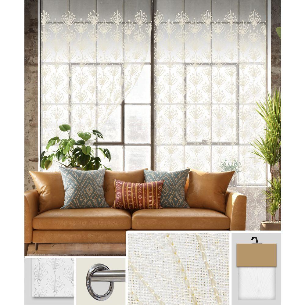 GAX 60748 Tenda Tiare' Ricam. Bianco Fondo Beige 140*280Cm - Tessuto Bianco - Tende | Mikasa