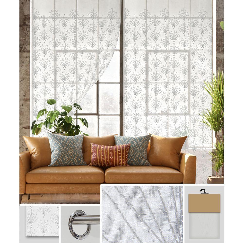 GAX 60750 Tenda Tiare' Ricam. Bianco Fondo Grigio 140*280Cm - Tessuto Bianco - Tende | Mikasa