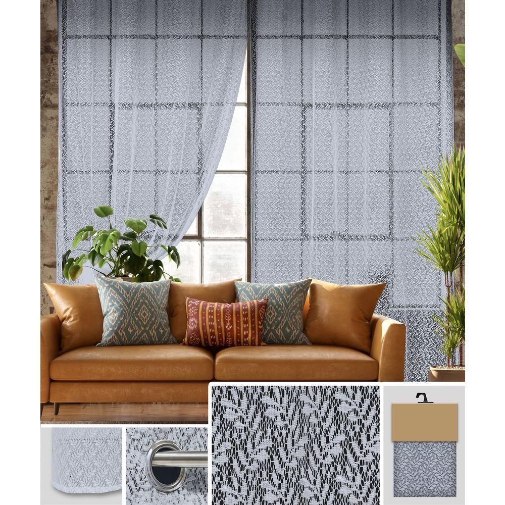 GAX 60757 Tenda Foliage Ricam. Grigio 140*280Cm - Tessuto Grigio - Tende | Mikasa