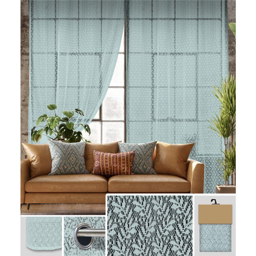 GAX 60758 Tenda Foliage Ricam. Verde 140*280Cm - Tessuto Verde - Tende | Mikasa