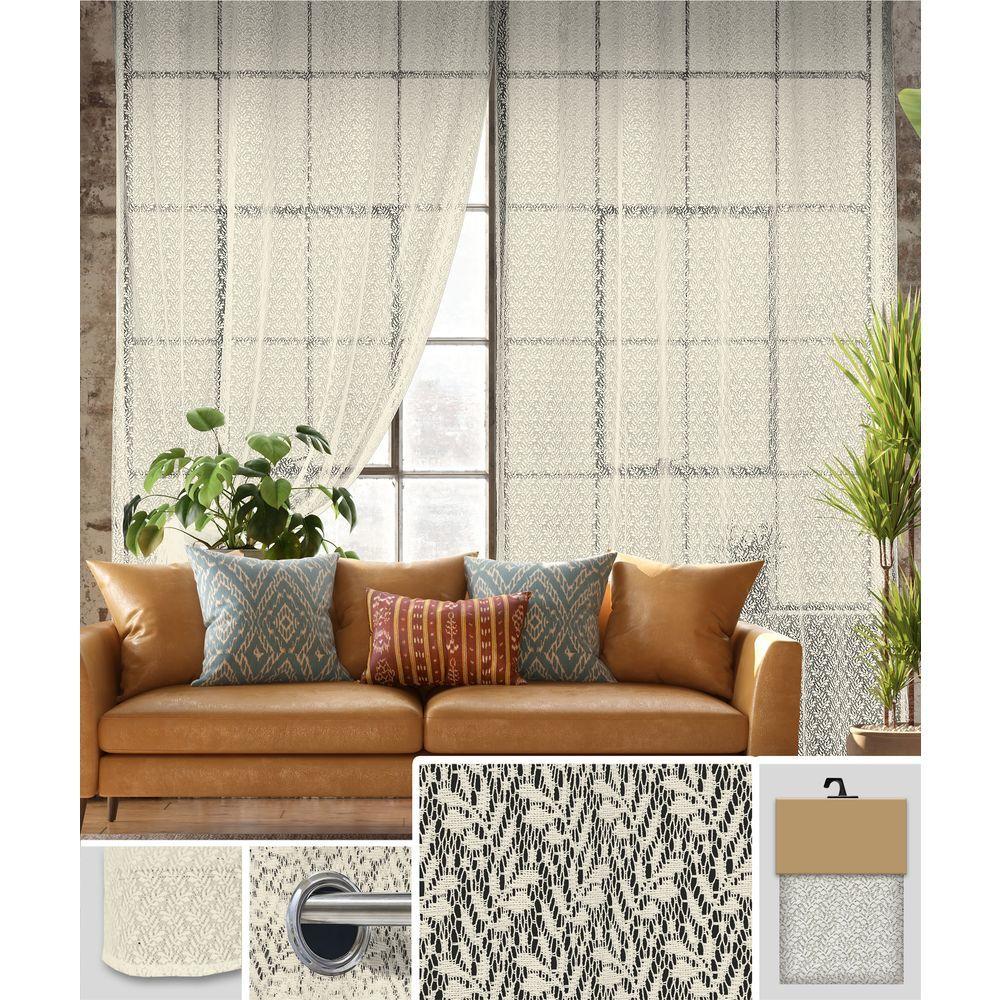 GAX 60759 Tenda Foliage Ricam. Beige 140*280Cm - Tessuto Beige - Tende | Mikasa