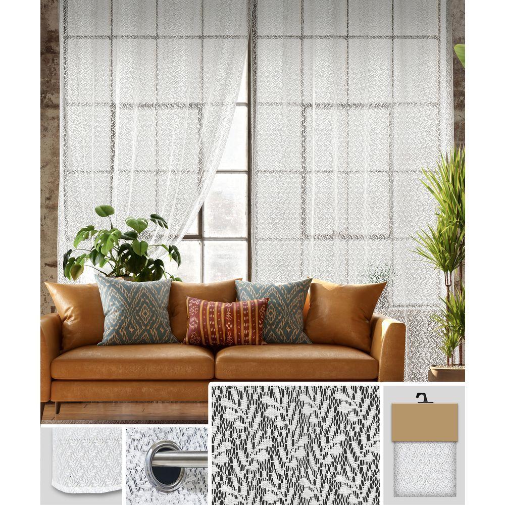 GAX 60760 Tenda Foliage Ricam. White 140*280Cm - Tessuto Bianco - Tende | Mikasa