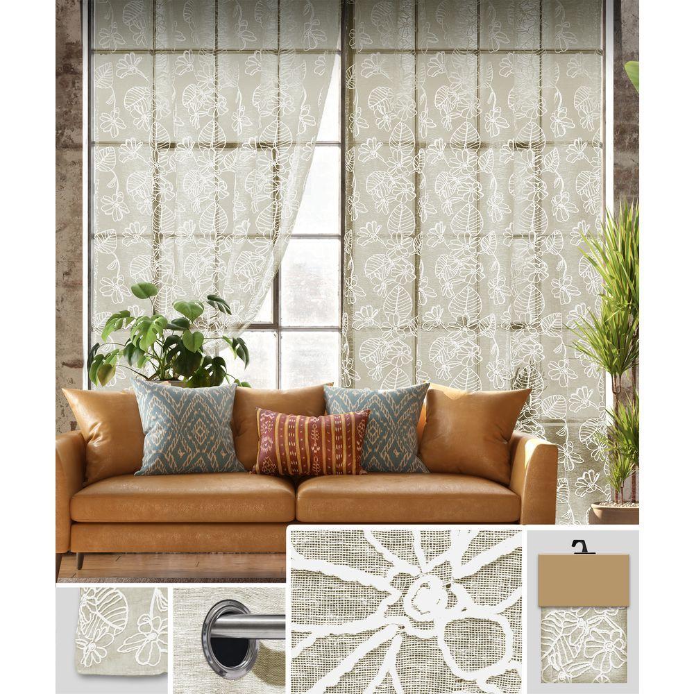 GAX 60762 Tenda Bohème Ricam. Bianco Fondo Beige 140*280Cm - Tessuto Bianco - Tende | Mikasa