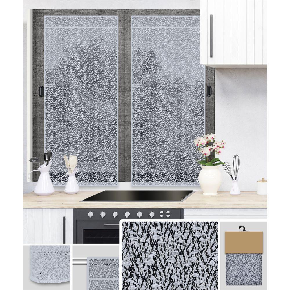 GAX 61837 Coppia Tendine Foliage Ricam. Grigio 2 X 60*150Cm - Tessuto Grigio - Tende | Mikasa