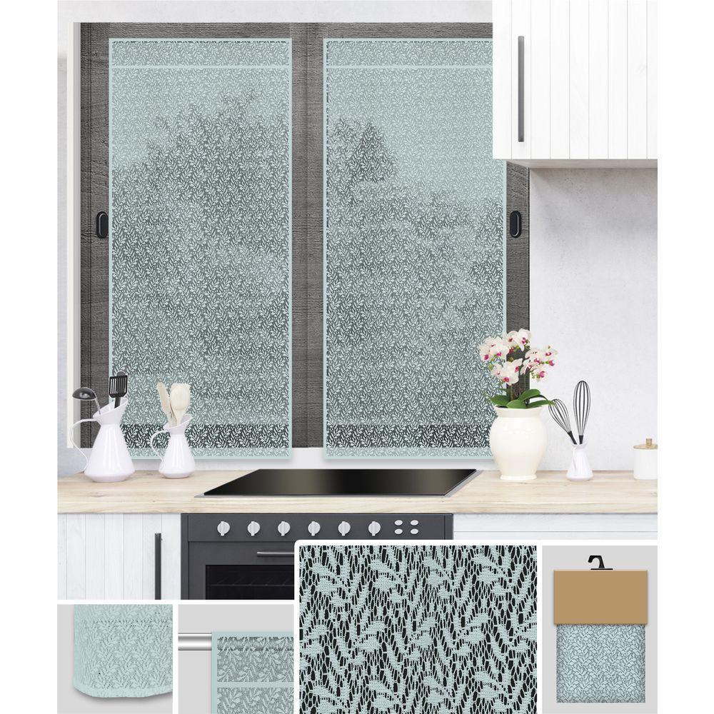 GAX 61838 Coppia Tendine Foliage Ricam. Verde 2 X 60*150Cm - Tessuto Verde - Tende | Mikasa