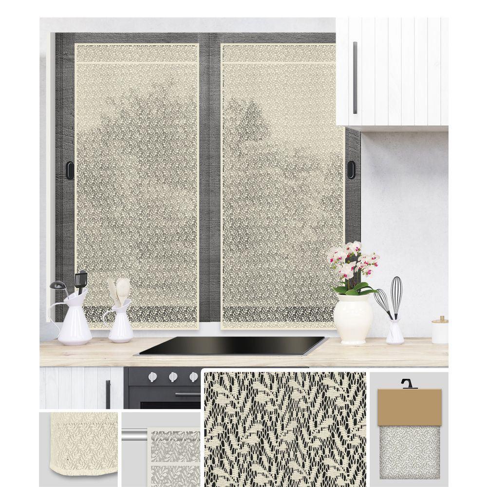 GAX 61839 Coppia Tendine Foliage Ricam. Beige 2 X 60*150Cm - Tessuto Beige - Tende | Mikasa