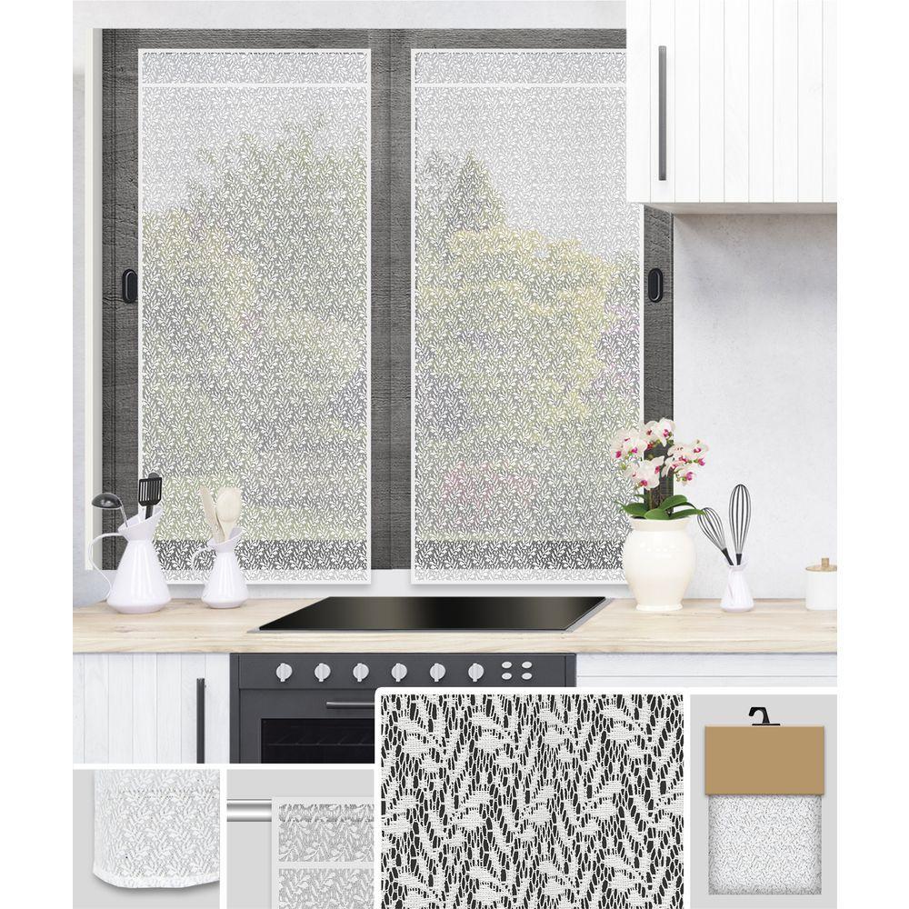 GAX 61840 Coppia Tendine Foliage Ricam.White 2 X 60*150Cm - Tessuto Bianco - Tende | Mikasa