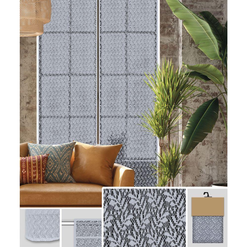 GAX 61841 Coppia Tendine Foliage Ricam. Grigio 2 X 60*220Cm - Tessuto Grigio - Tende | Mikasa