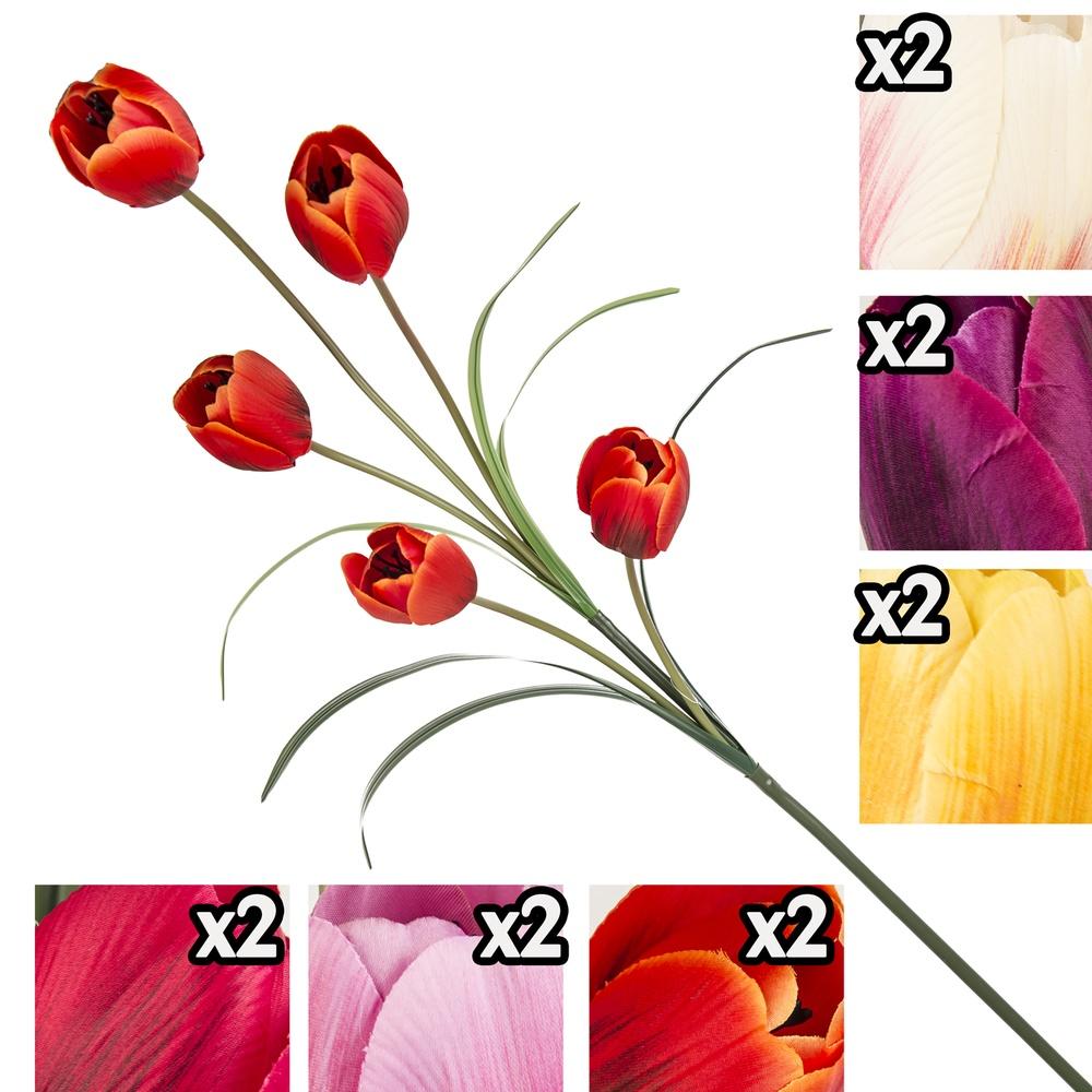 Gig 17141 Stelo Tulipano 5 Fiori 96Cm 6Ass. - Tessuto - Fiori | Mikasa