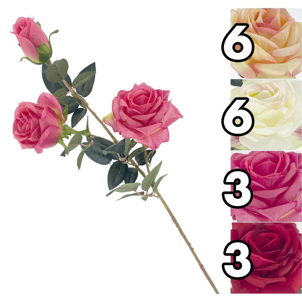 GIG 62198 Rosa Stelo 3 Fiori 91Cm 4 Ass.